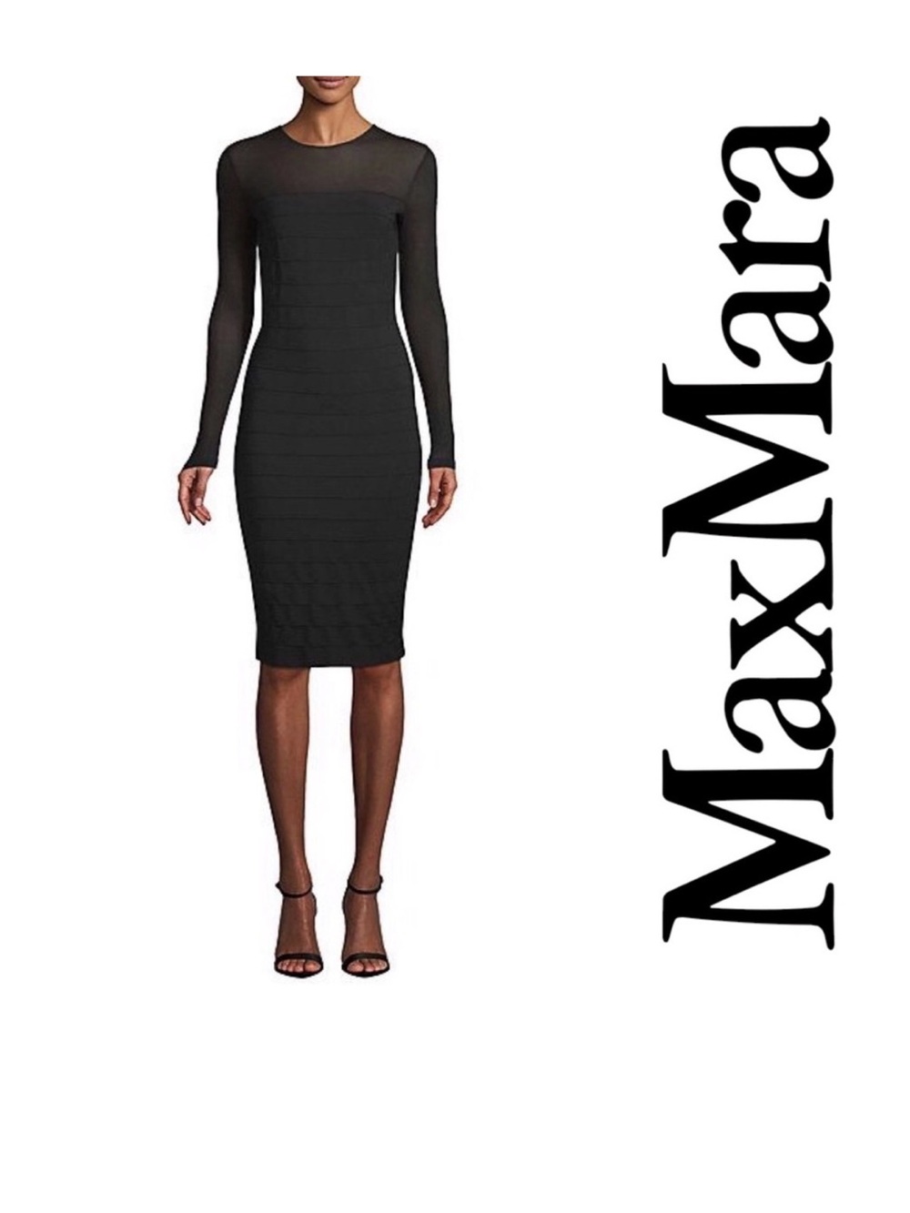 MaxMara Orafo Bodycon Sheath Dress Black M Sz 8 EUC Sexy Elegant Dress!